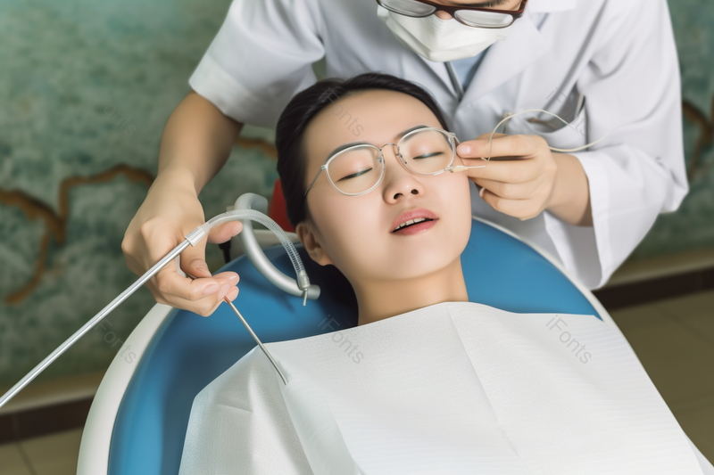医生帮患者拿掉眼镜检查牙齿医疗设备,高清,摄影图,摄影图片,图片大全,摄影图免费下载